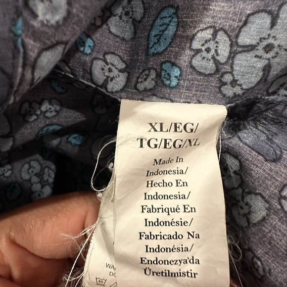 Original Penguin Men’s Blue Floral Hawaiian Button Down Short Sleeve Size XL - Picture 7 of 12